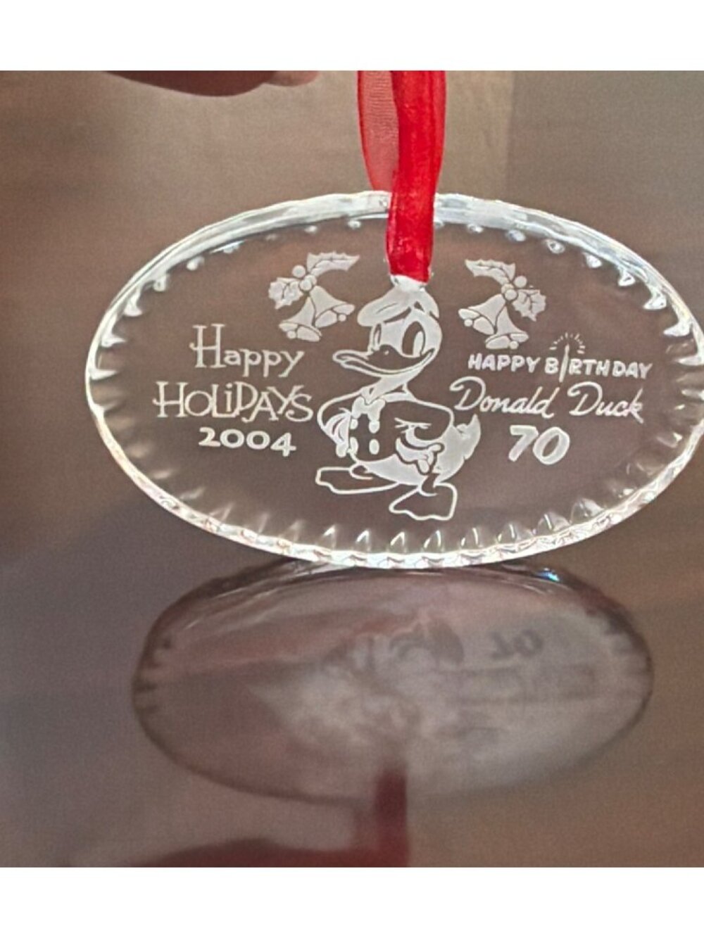 2004 Waterford Crystal Donald Duck 70th Birthday Ornament w/ Box & Pouch - Picture 2 of 8